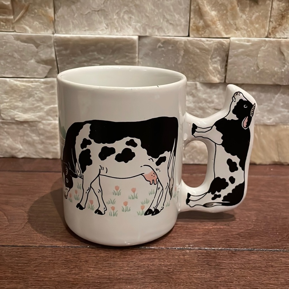 Vintage cow mug with cow handle